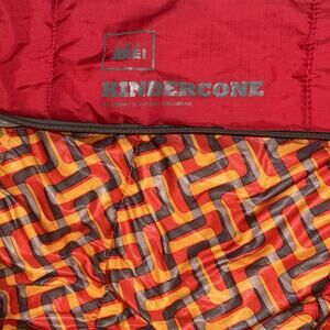 REI Kindercone Kids Sleeping Bag Red Outside Retro Geometric Interior